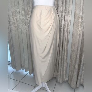Authentic vintage Calvin Klein cream wrap silk skirt!